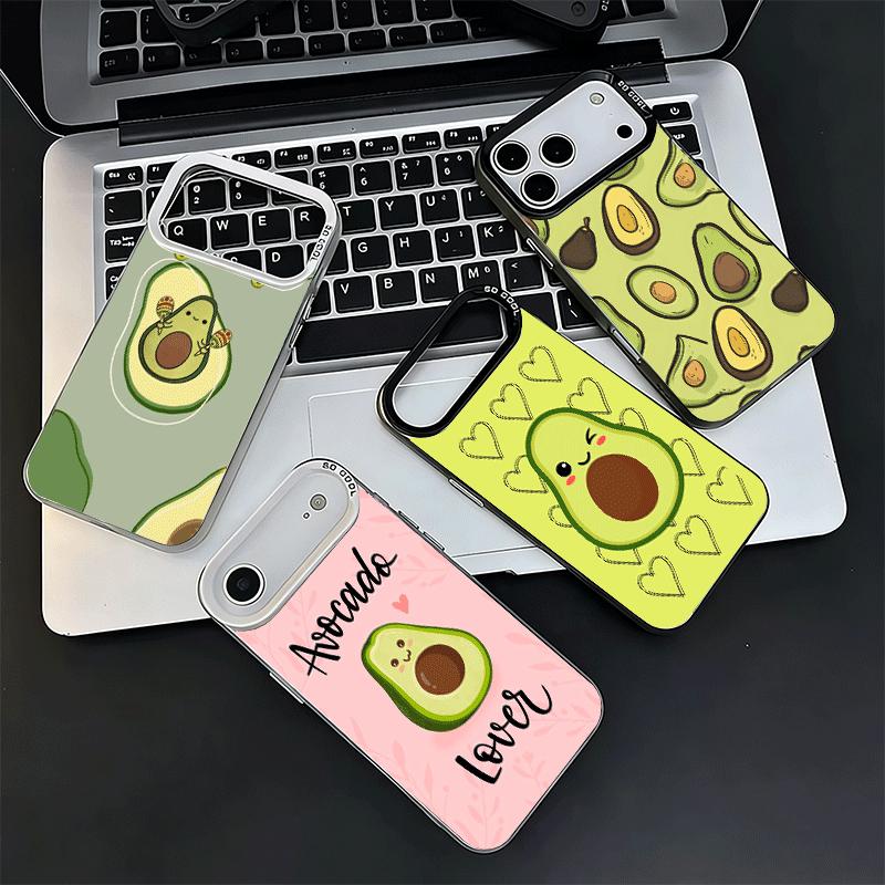 Cartoon Cute Avocado Soft Phone Case for iPhone 15 16 17 Pro Max 17Air 16E 14 Plus 13 12 Mini Shockproof Cover Back Shell