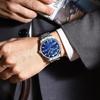 Blaue Zifferblatt Herren Automatische Mechanische Uhr Edelstahlarmband Datumsanzeige Wasserdicht Leuchtend Luxus Business Armbanduhr
