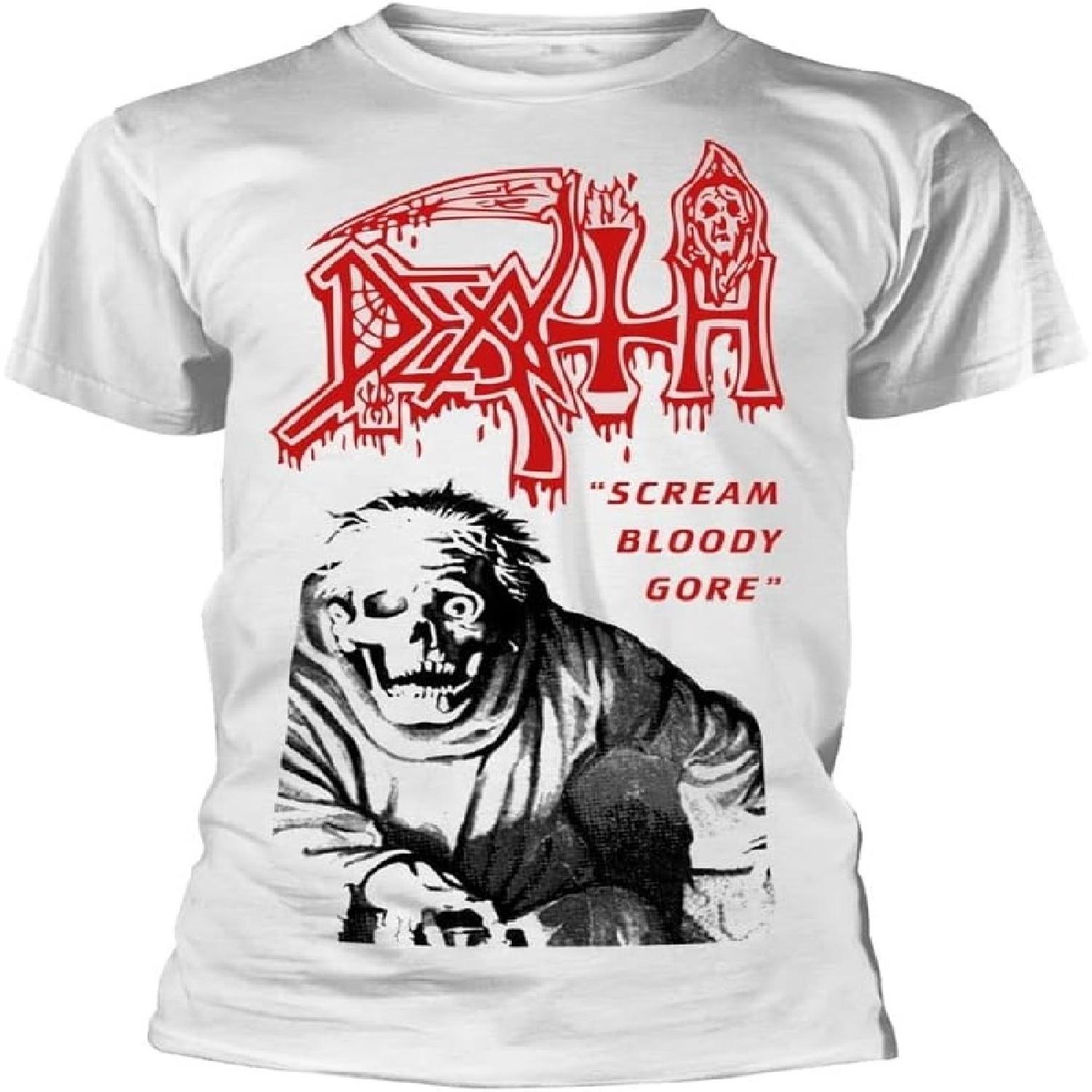 Death  Scream Bloody Gore  (White) T-Shirt - Ultrakult Clothing S