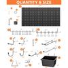 158PCS Metal Pegboard Wall Organizer, 48x24 Inch Black Pegboard Panels Tool Organizer Kit with Accessories Hooks and Bins