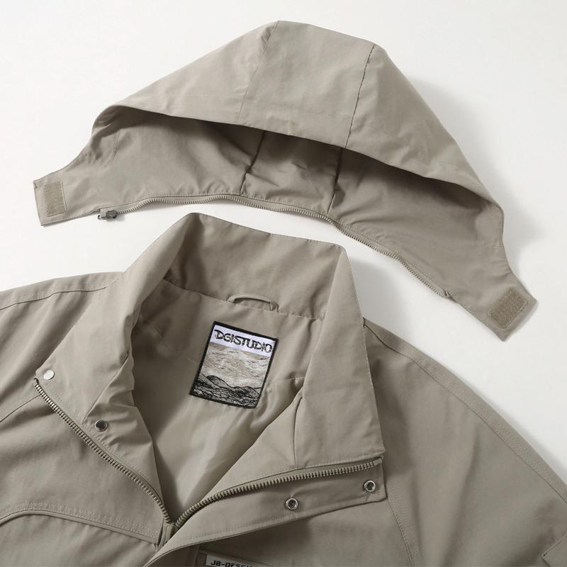 Men Plus Size Hooded Windbreaker Detachable Hood Casual Outdoor Jacket