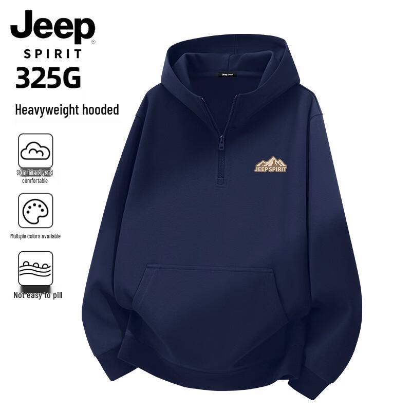 JEEP SPIRIT Men s Half-Zip Hooded Sweatshirt XL