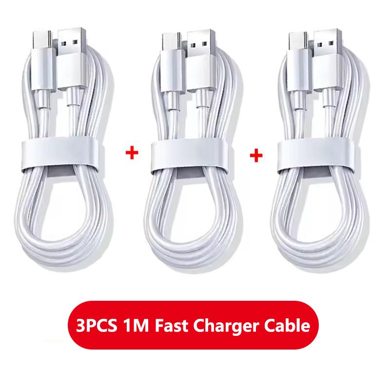 3PCS 6A 100W Type C Super Fast Charging Cable Data Cord For Samsung Huawei Redmi Quick Charing USB C Cables
