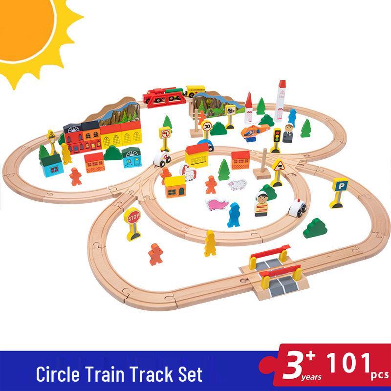 

Children s Wooden Train Track Building Blocks Set
