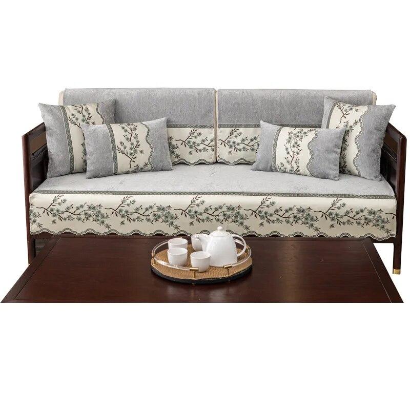 White Lace Sofa Towel Cushion Luxury Chinese Style Embroidery Non Slip Sofa Cover Living Room Couch Cover Slipcover Home Decor
