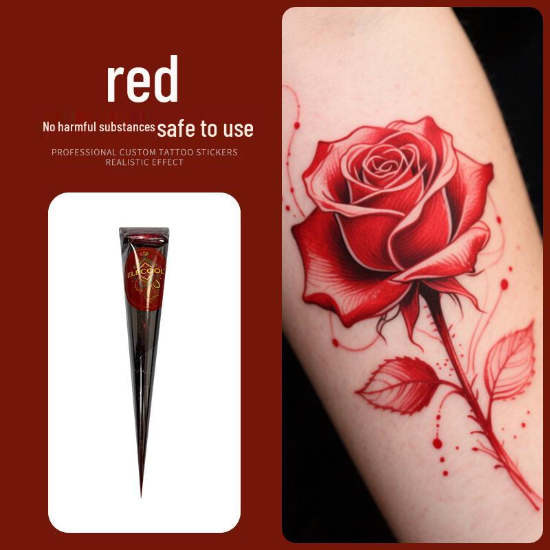 ELECOOL Waterproof Hand-painted Semi-Henna Tattoo Cream with Stencils and Stickers