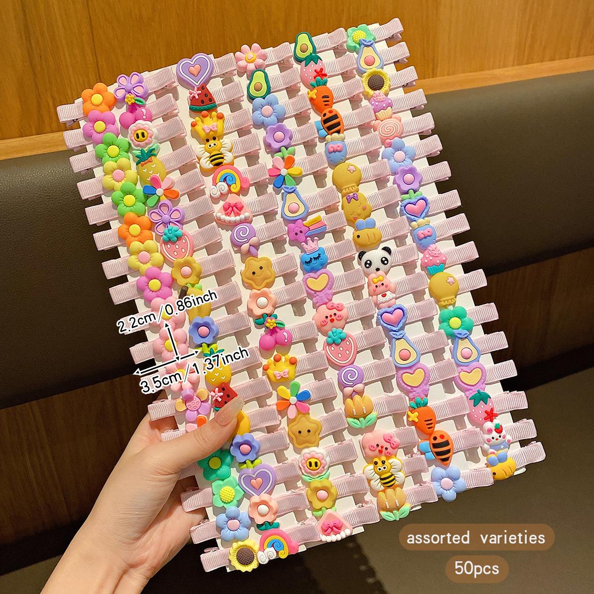 

50 random cartoon cute hair clips with sweet and stylish hair accessories suitable for daily use