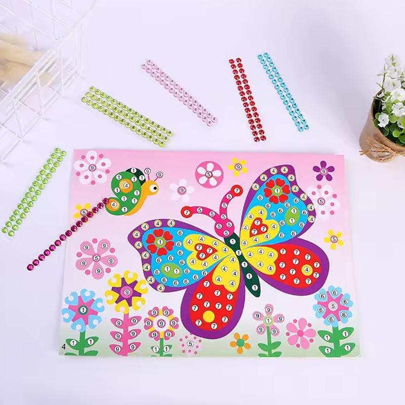 4-12Sheets Diamond Sticker Cute Cartoon Animal Style Assorted Patterns DIY Handcraft Decoration for Festival Party Gathering ZYF
