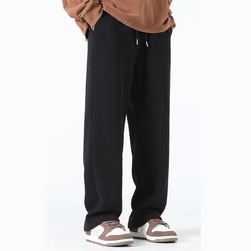 Fingercroxxit Men's Fleece-Lined Straight-Leg Casual Pants