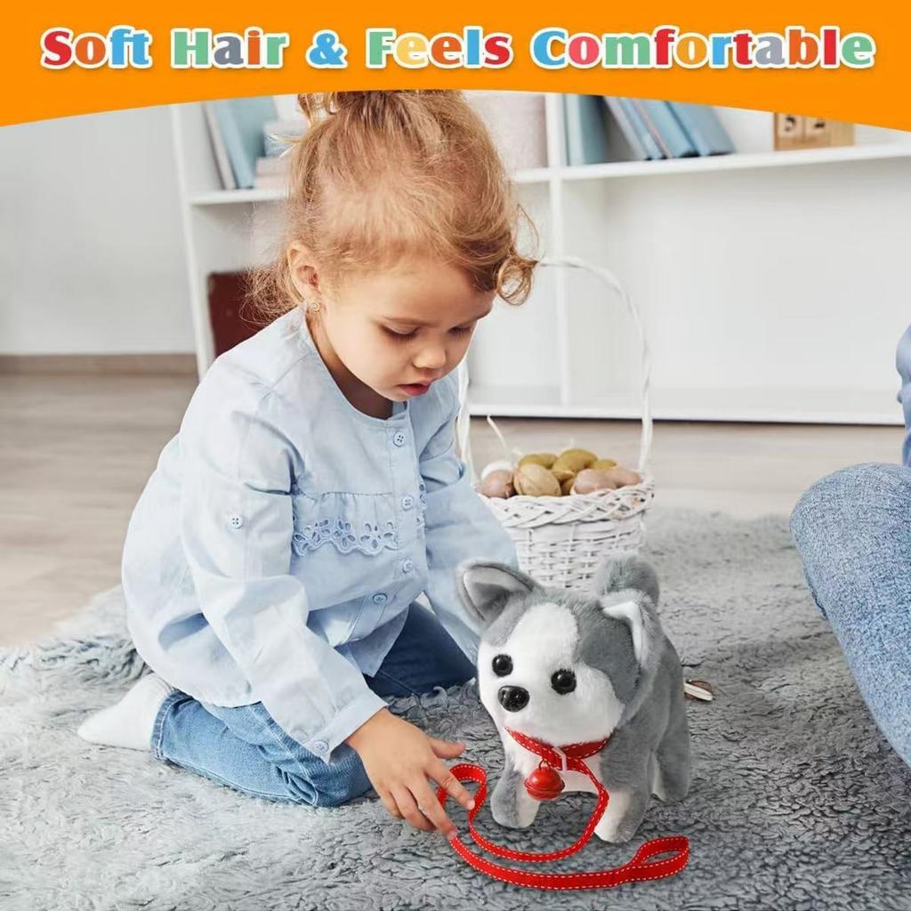 Plush Electric Little Simulation Pet Can Walk, Bark, Move Its Mouth And Its Ears Long-haired Pet Toy