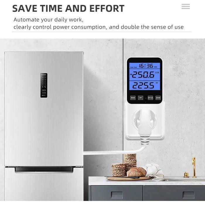 AIMOONSA Compteur électrique pour prise 14 modes avec écran LCD — mesure conso kWh W V A PF