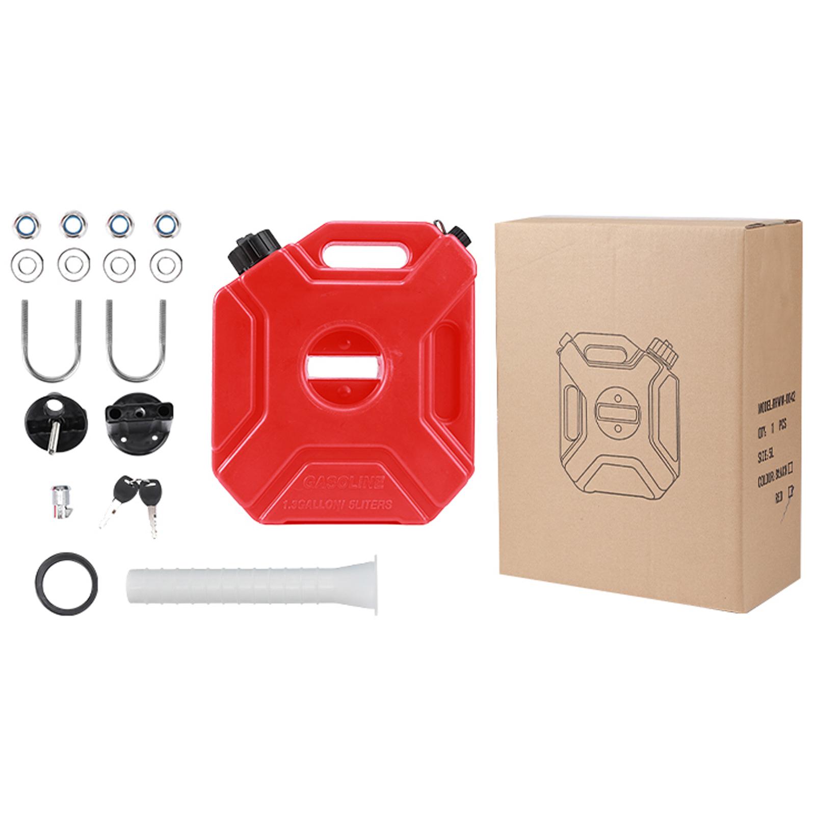 1,3 Gallon Benzine   5L Draagbare Reserve Oliekan met Slot en Sleutels Past voor Motorfiets SUV ATV Meeste Auto's