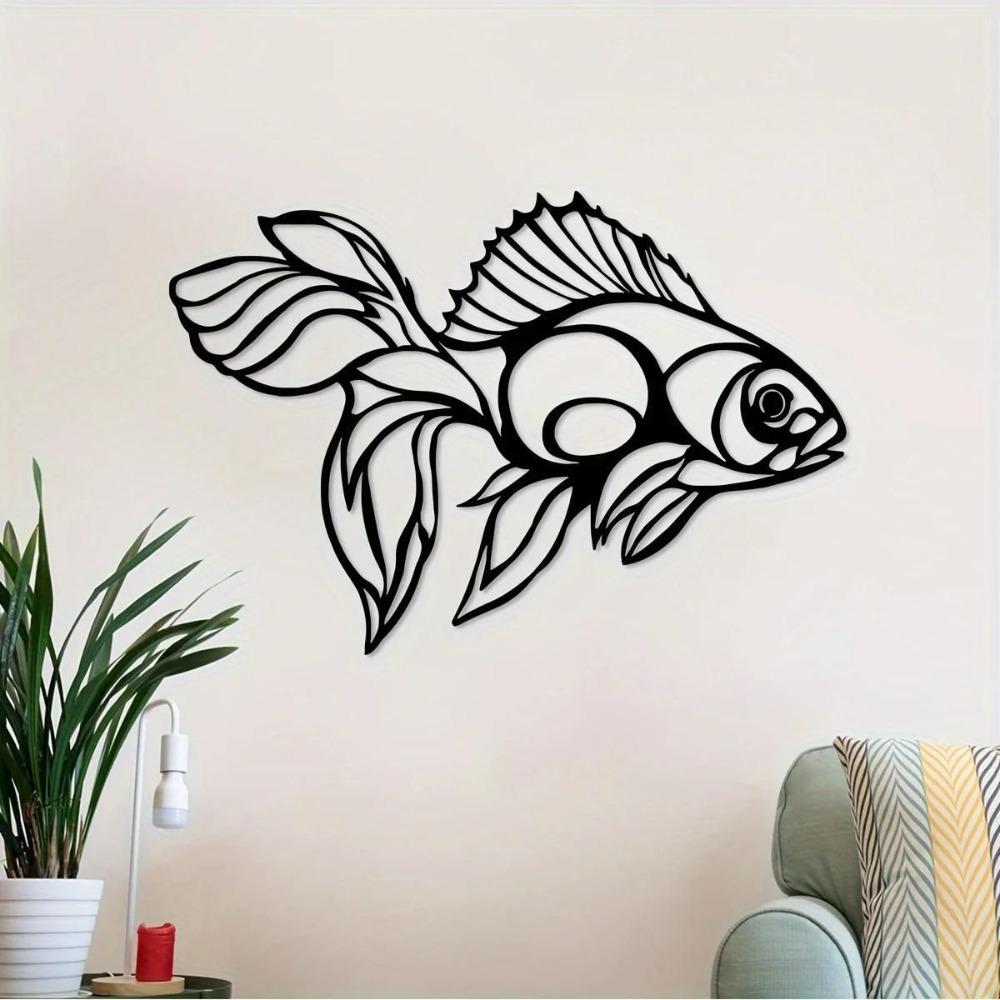 Hand Forged Metal Wall Sculpture Fish Art Decor