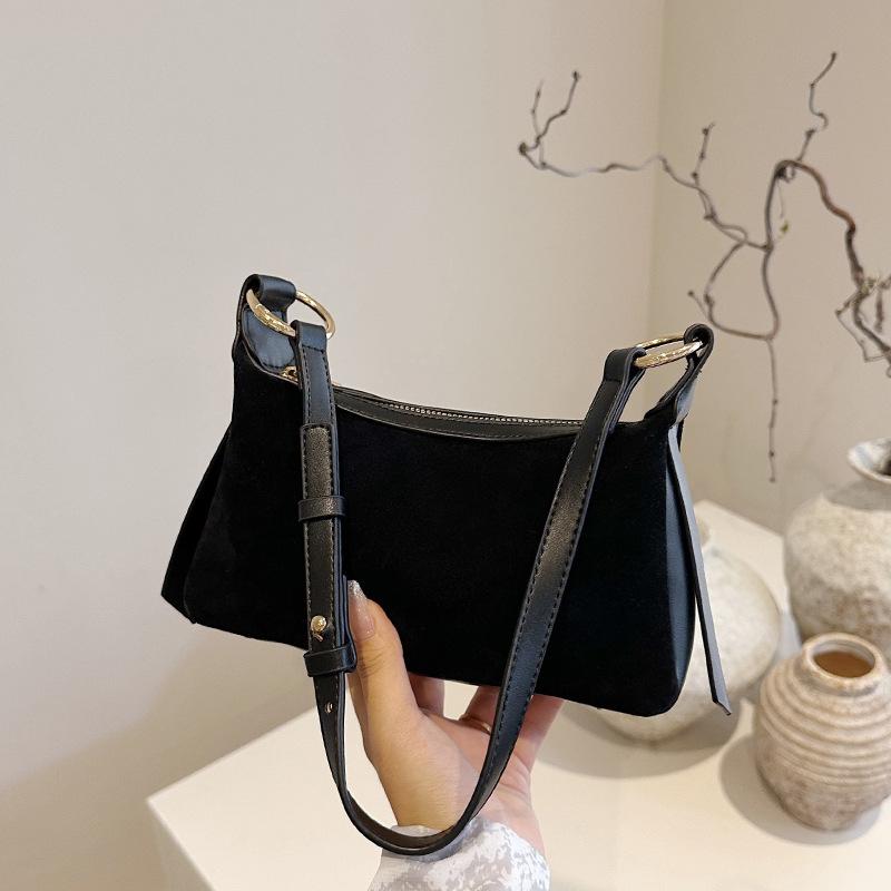 New niche retro suede underarm bag women's fashion texture crossbody dumpling bag shoulder bag
