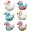 12Pcs Mini Resin Floral Ducks Colorful Miniature Duck Figurines Cute Mini Animal Collectibles for Fairy Garden Decor DIY Crafts Fish Tank Decoration