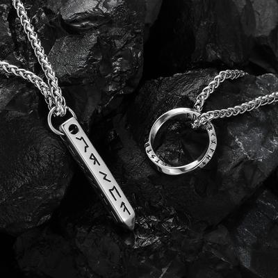 Stainless Steel Male Necklaces for Man Rune Pendant Necklace Man Vikings Accessories Collar Hombre Fathers Day Gifts
