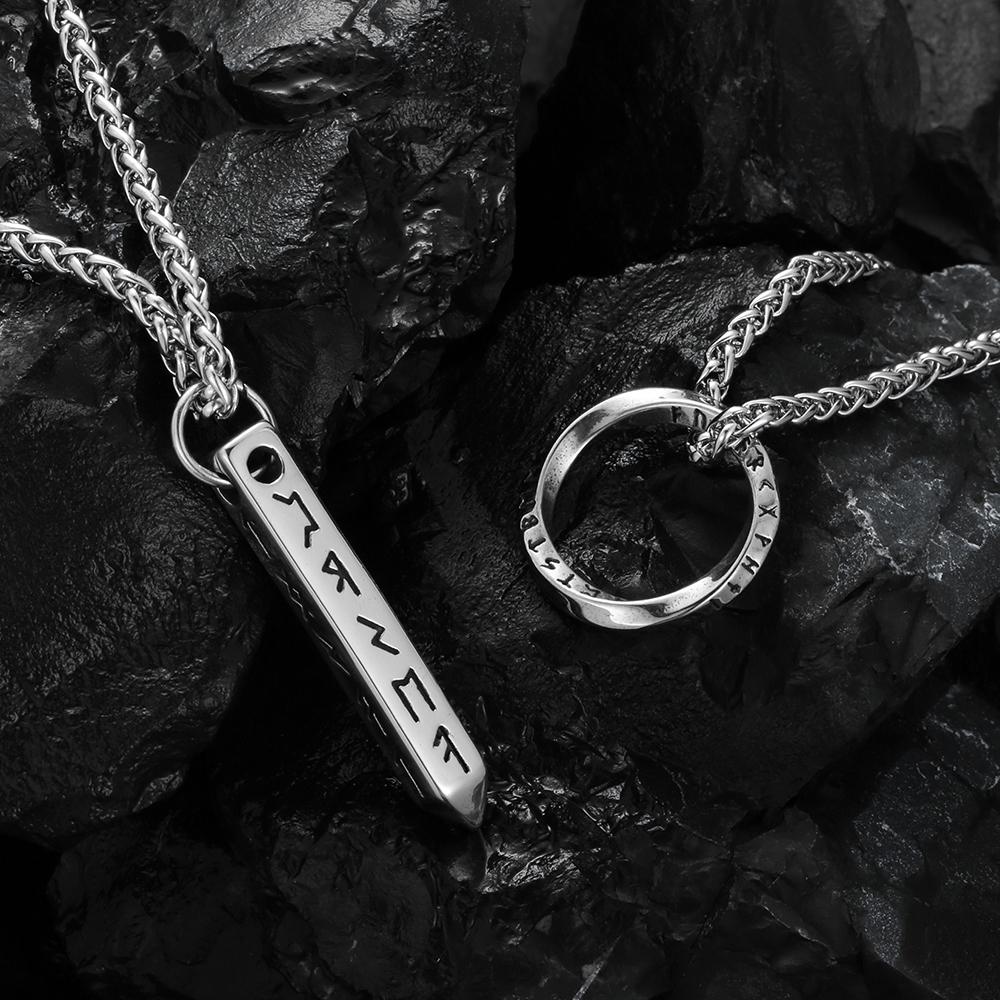 Stainless Steel Male Necklaces for Man Rune Pendant Necklace Man Vikings Accessories Collar Hombre Fathers Day Gifts