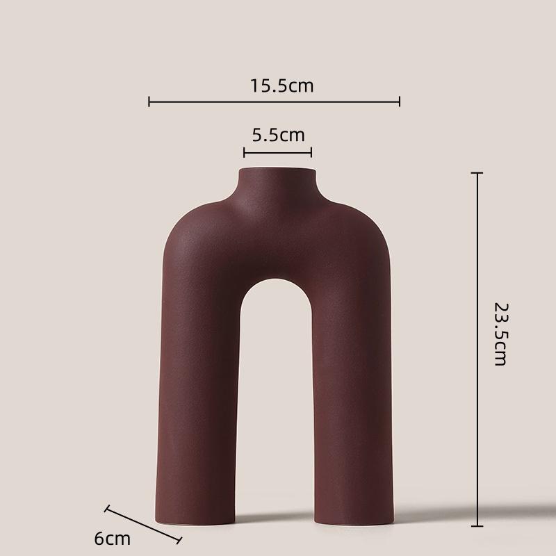 Creative Geometric Pipeline Ceramic Vase Hollowed-out Letters Flower Vase Flower Arrangement Accessories Flowerpot Home Decor