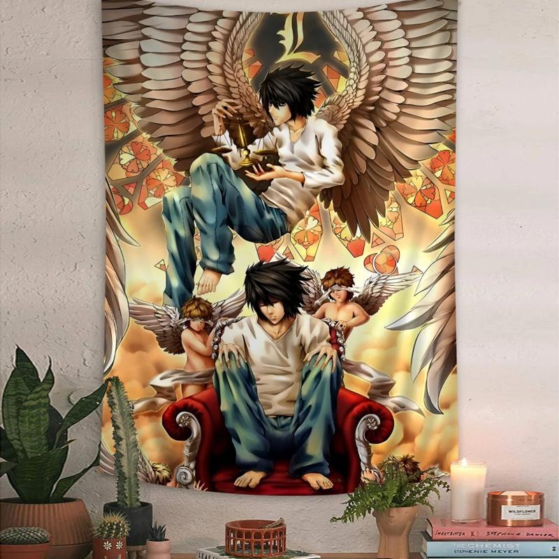 VIKAMA Death Note Anime Character Collage Tapestry Light Yagami L Ryuk Collection Wall Hanging for Anime Fan Bedroom Decor