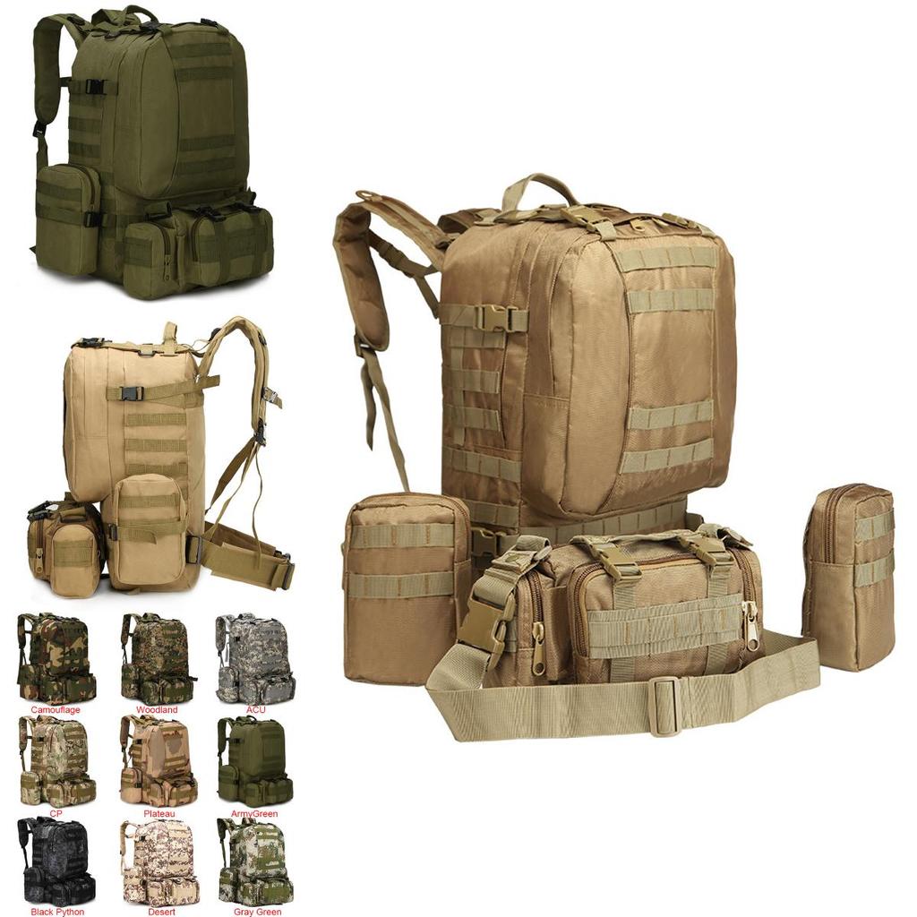 Large Capacity 65l Outdoor Military Tactical Sportbag With Multipockets And Breathable Padding Shoulder Straps