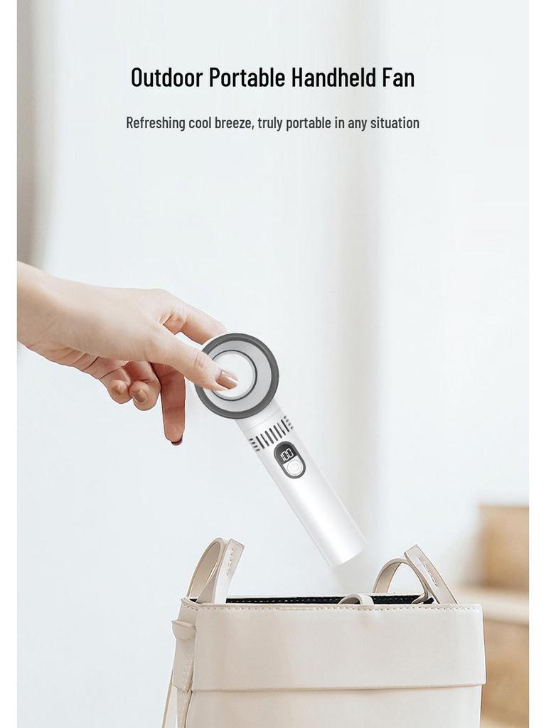 Digital Display USB Charging Bladeless Fan - Portable Desktop & Handheld Model