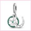 925 Silver Green Color Charms Temperament Cactus Avocado Charm Four Leaf Bead For Bracelet Jewelry Making