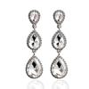 Korean Style Festive Red Teardrop Tassel Earrings with Rhinestones