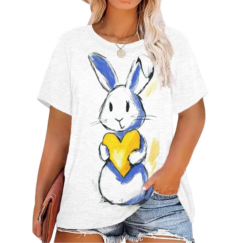 Moda Donna Girocollo Manica Corta Stampa Colore 3D Casual T-shirt Casual a Manica Corta Girocollo