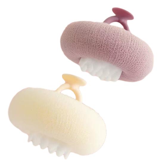 

2 шт. Подсолнуховая щетка для ванны с присоской, глубоко отшелушивающая душевая губка, 3D сотовая структура, мочалка для душа бежевый