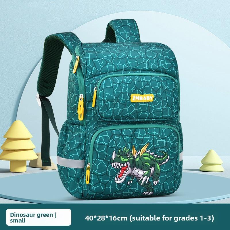 Kids School Backpack Cartoon Dinosaur Oxford Fabric Lightweight Dual Shoulder For Elementary Students