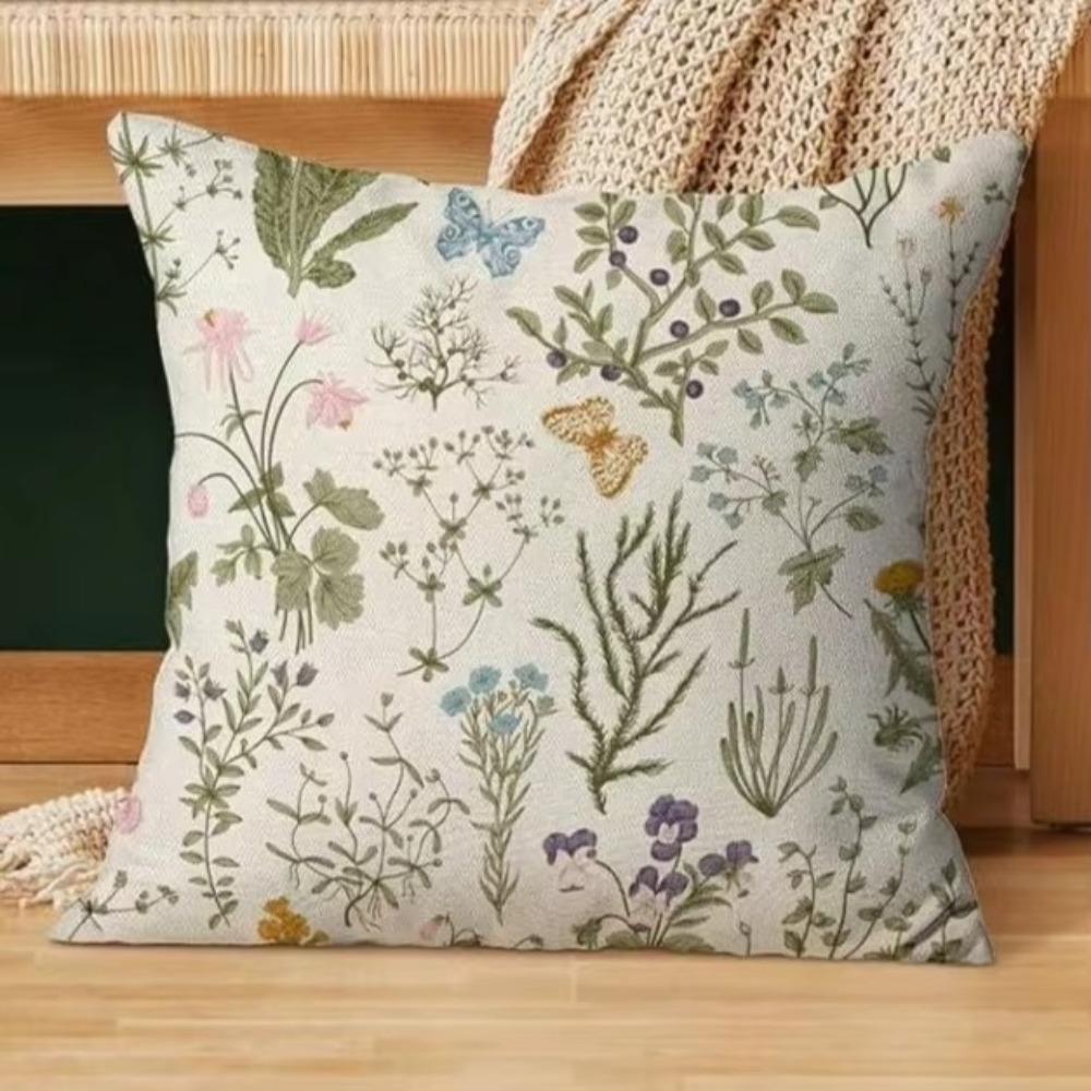New Wildflower Pillow Cover Thin Farmhouse Style Cushion Covers Breathable 45 X 45 Square Pillow Case Outdoor Decor