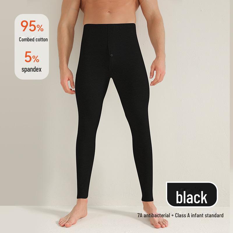 

Мужские облегающие термолеггинсы из чистого хлопка — большие размеры L чёрный