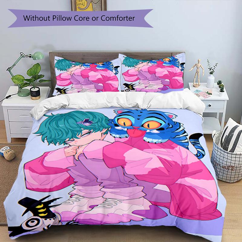3pcs KPop Demon Hunters SAJA BOYS2 Design Cover Set - HD Printed Bedding with 1 Cover and 2 Pillowcases - Perfect for Home and Dorm Decor