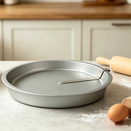 Non-Stick Round Stainless Steel Baking Pan 9-Inch Cake Mold with Metal Spatula Heat-Resistant Essential Kitchen Tool for Pizza Pie Cheesecake