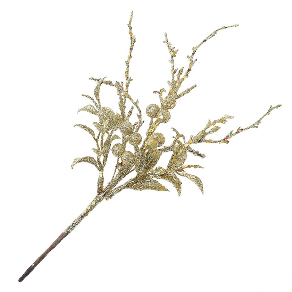 1pcs Berry Christmas Artificial Picks Stems Tree Berries Flowers Glitterfake Hollystem Wreath Pine Xmas Branches Pick