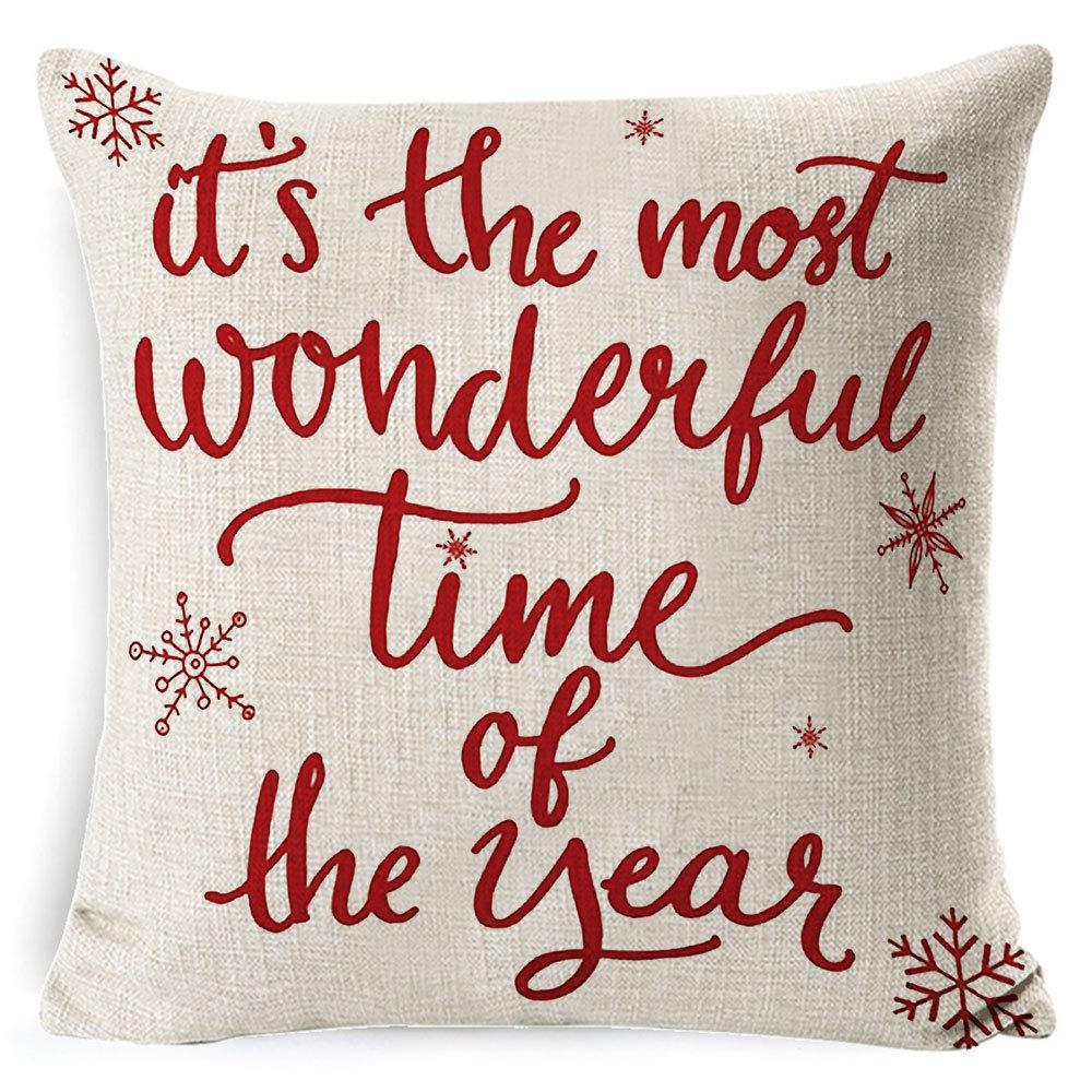 Furniture New Linen Pillow Christmas Pillowcase Sofa Cushion Home Lumbar Pillow