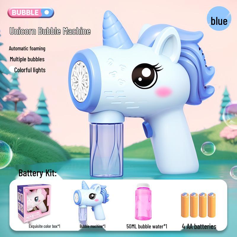 Unicorn Electric Bubble Maker: Kids' Automatic Light-Up Bubble Gun Gift