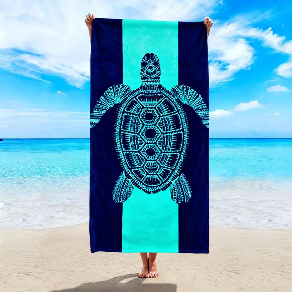 Hot Seller Turtle & Flamingo Quick-Dry Ultra-Fine Fiber Beach & Bath Towel, Thick & Absorbent