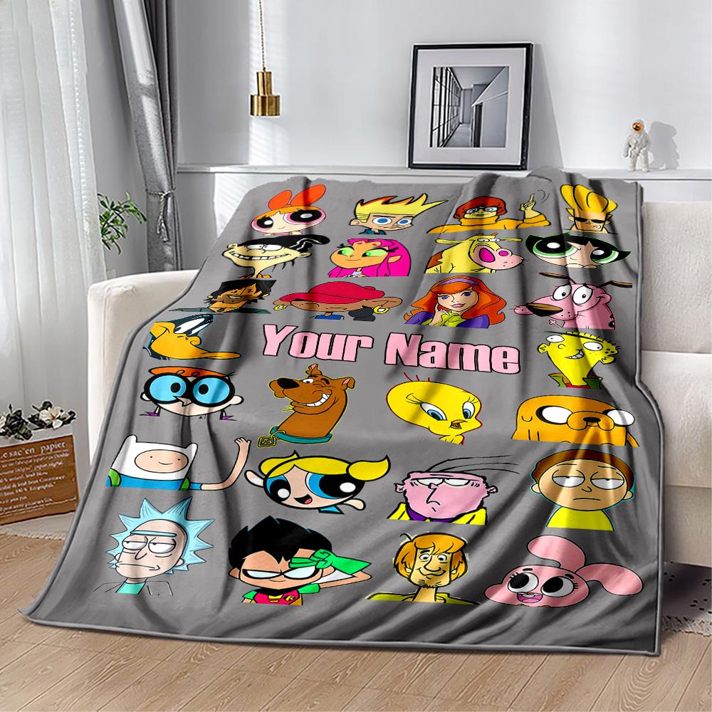 Cartoon Character Collage Blanket Soft Warm Cozy Suitable for Bed Office Sofa Four Seasons Universal Modern