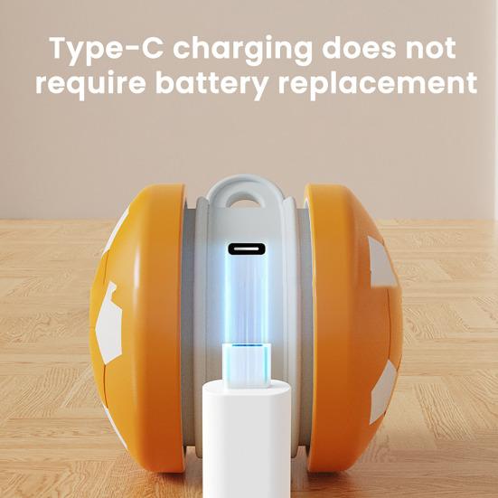 Pet Ball Toy with Tail Rope Rechargeable USB Design Interactive Rolling Cat Toy Boredom