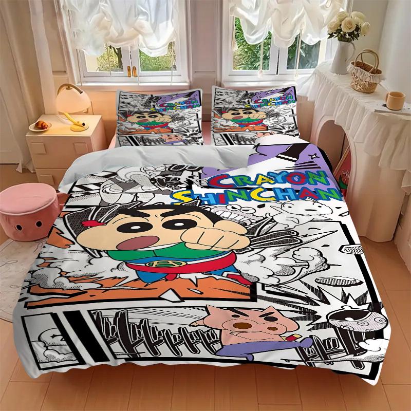3pcs Crayon Shin-chan Duvet Cover Set, 1 Duvet Cover + 1/2 Pillowcases (No Insert), Bedroom Decor, Allseason Comfort yy251021257