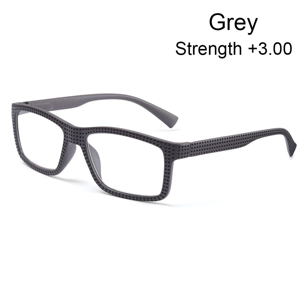 

Fashion Simple Ultralight Reading Glasses PC Frame Presbyopia Eyeglasses Far Sight Eyewear grey-Strength +3.00