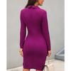 2026 New V-Neck Office Bodycon Dress, Long Sleeve Button Front Pencil Dress for Work, Chic Professional Midi Dress