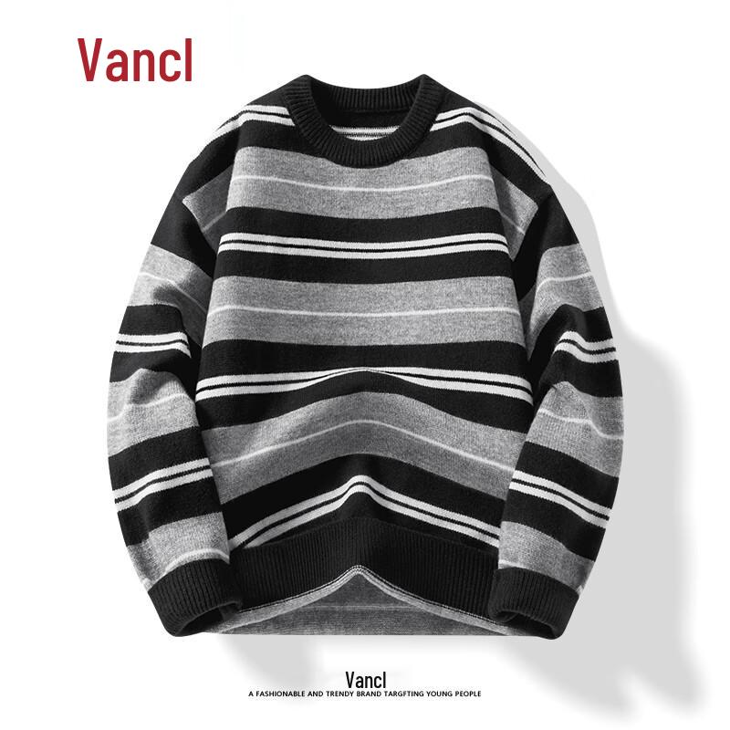 

Мужской пуловер в полоску с цветными блоками от VANCL 2XL