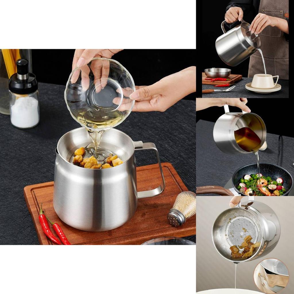 Stainless Steel Oil Bottle With Filter For Kitchen Large Capacity Oil Storage And Residue Separation