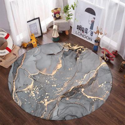 Luxury Grey Marble Round Rug Soft Thickened Kitchen Floor Mat Waterproof Non-slip Oil-proof Floor Mat Runner Rug