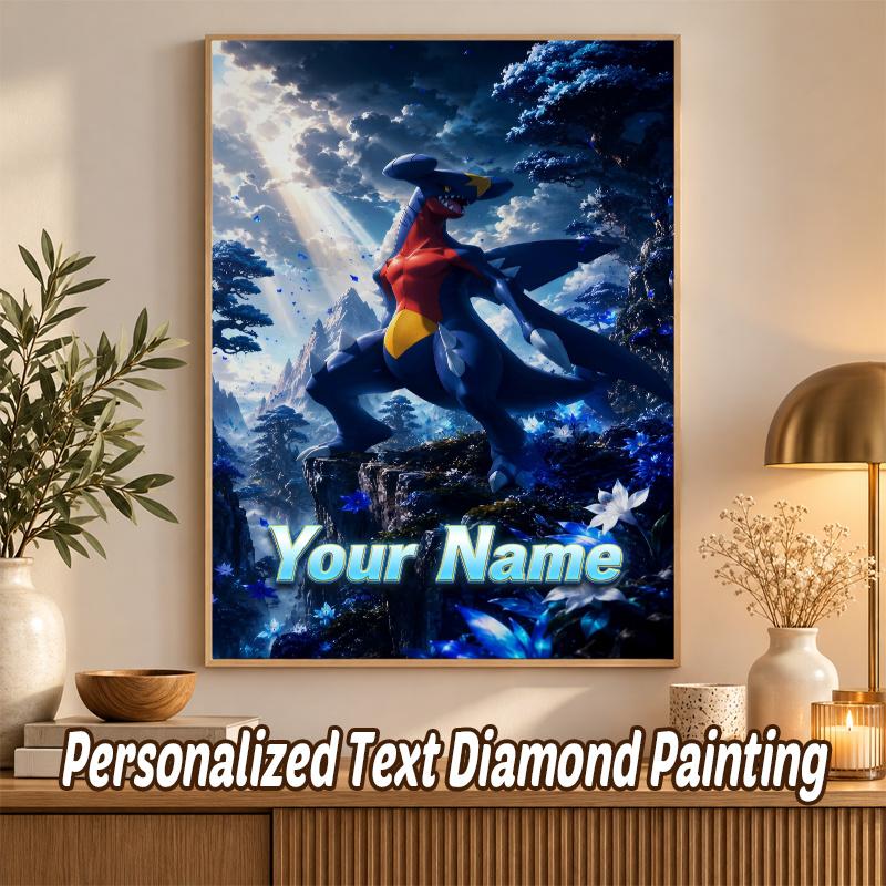Garchomp Custom Name Diamond Painting Personalized 5D Full Drill DIY Diamond Art Home Decor