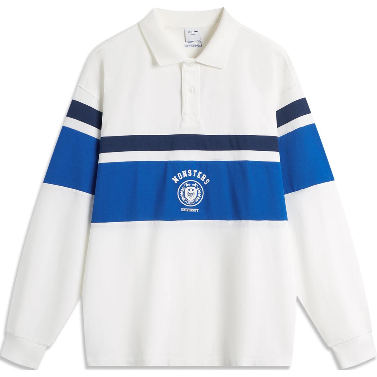 

Li-Ning Men s Long Sleeve Polo Shirt White/Blue APLU145-2 L