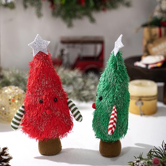 Christmas Gnome Decoration Fluffy Christmas Tree Doll with Glitter Star Topper Plush Elf Table Centerpiece for Hotel Mall Window Holiday Decor
