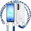 Coque pour Samsung Galaxy A17 4G/5G, Protection Solide Transparente avec Bandoulière Bleue